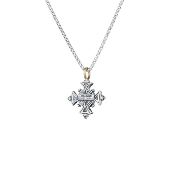 Cyclades cross in sterling silver with 18K Gold details and semi precious stone - Image 4