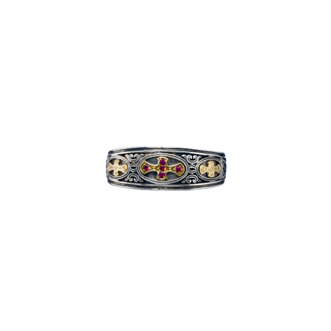 Patmos Ring in 18K Gold and Sterling silver with rubies - Image 2