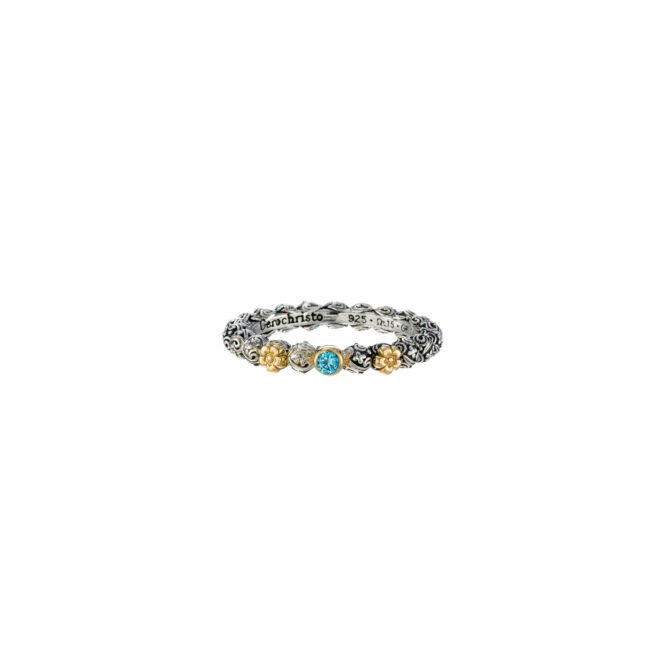 Eden's Garden band ring in sterling silver with Gold K18 and Gemstone - Image 5