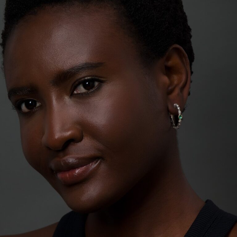 Eve hoops Earrings in Sterling Silver with 18K Gold and Gemstones - Image 2