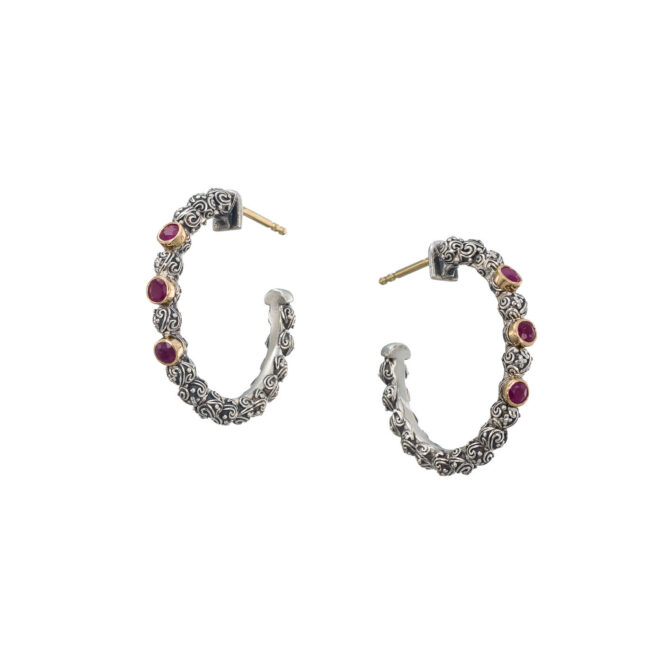 Eve hoops Earrings in 18K Gold and Sterling silver with Gemstones - Image 4