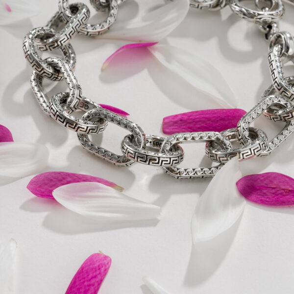 Ancient myth link bracelet in sterling silver