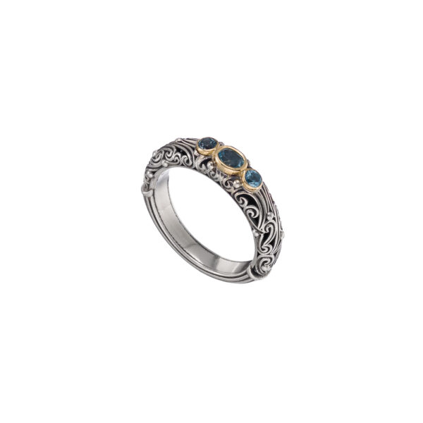 Kynthia Ring with 3 Gemstone in 18K Gold and Sterling Silver - Image 3