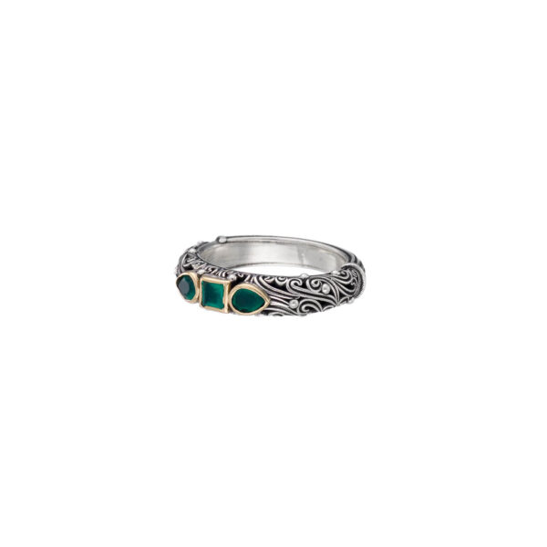 Kynthia Ring in 18K Gold and Sterling Silver with 3 semi precious stone - Image 3
