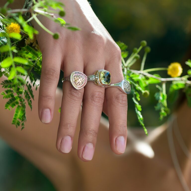 Statement ring in 18K Gold and Sterling Silver with topaz - Image 7