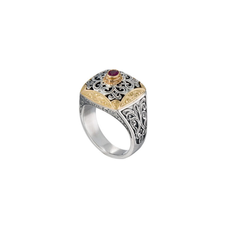Garden Shadows Ring in 18K Gold and Sterling Silver with ruby - Image 3