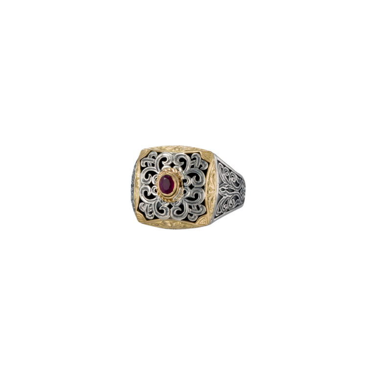 Garden Shadows Ring in 18K Gold and Sterling Silver with ruby - Image 4