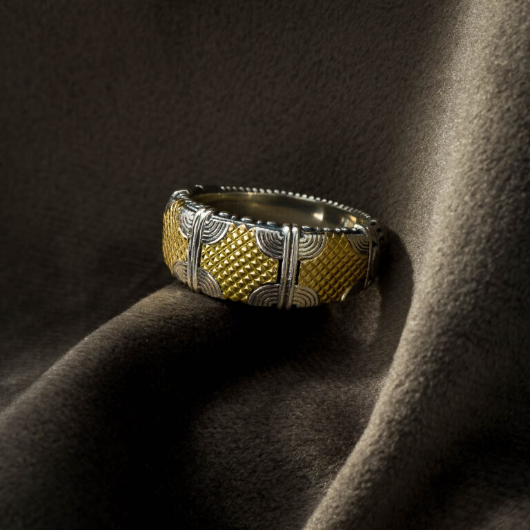 Alexandrian Wide Band Ring in 18K Gold and Sterling Silver